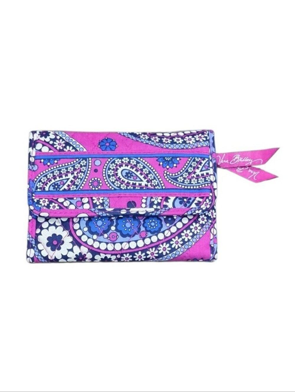 Vera Bradley Pink Paisley Trifold Retired Boysenberry Wallet Organizer